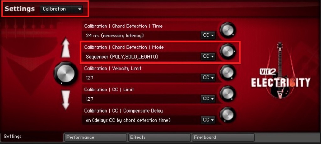 Chord Detection Modeの選択画面